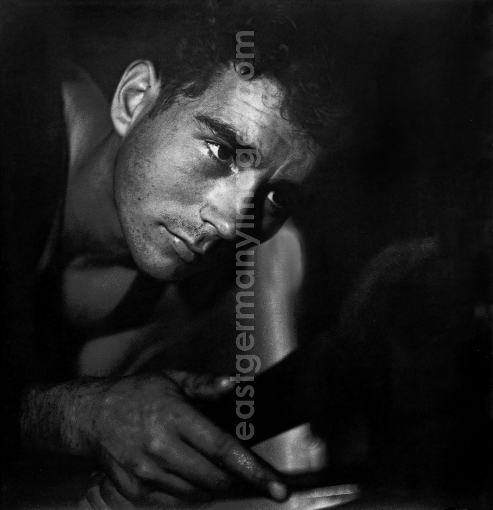 GDR photo archive: Rödby Sogn - Portrait photo of a sailor on a stranded outpost ship of the People's Navy during an accident - repair due to engine failure on the Baltic Sea in Roedby Sogn in Denmark