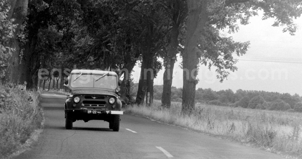 GDR picture archive: Wünsdorf - All-terrain vehicle as - military vehicle of the type UAZ-469 of the GSSD (Group of Soviet Armed Forces) in Wuensdorf in the federal state of Brandenburg in the area of the former GDR, German Democratic Republic