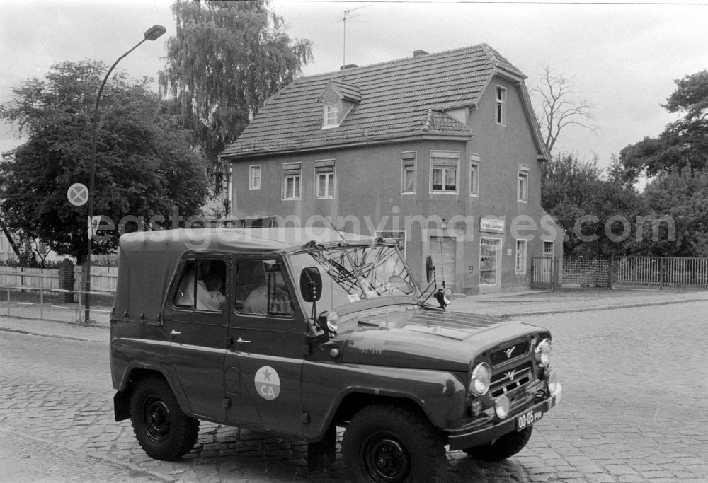 GDR image archive: Wünsdorf - All-terrain vehicle as - military vehicle of the type UAZ-469 of the GSSD (Group of Soviet Armed Forces) in Wuensdorf in the federal state of Brandenburg in the area of the former GDR, German Democratic Republic