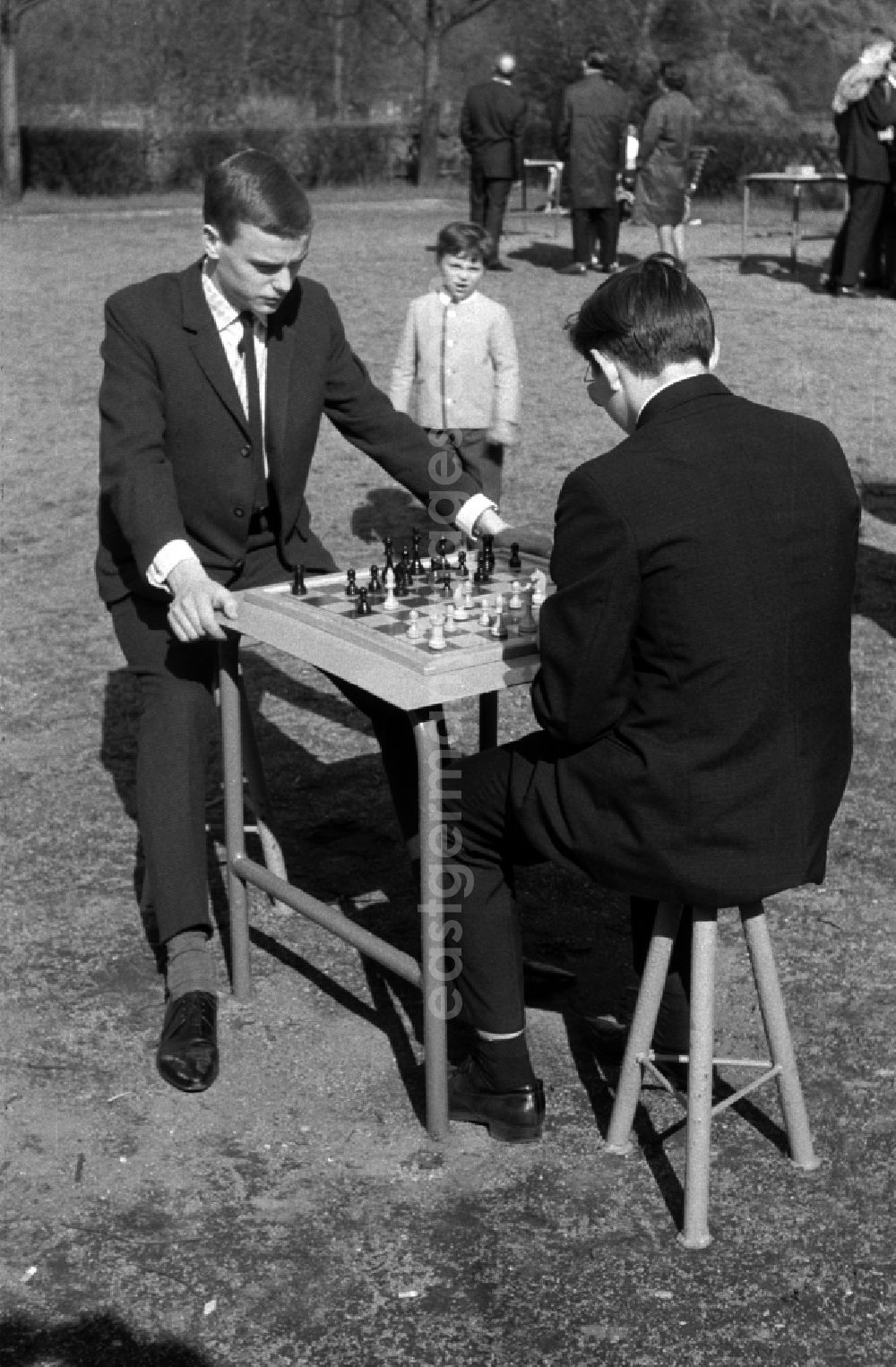 Berlin - Friedrichshain: Two men playing chess outdoors in Berlin - Friedrichshain