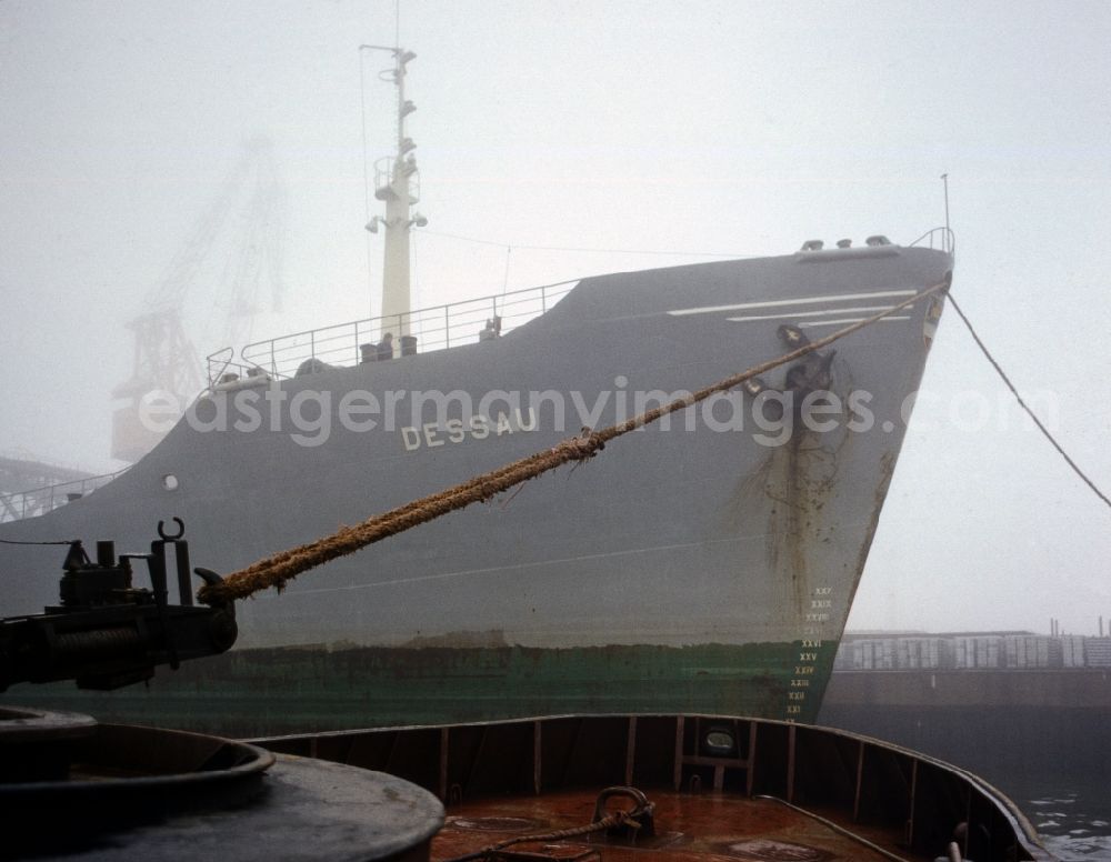 GDR image archive: Sassnitz - The MS Dessau at the pier at the Port of Sassnitz in what is now the state of Mecklenburg-Vorpommern. The Dessau was intended for the transport of iron ore concentrates