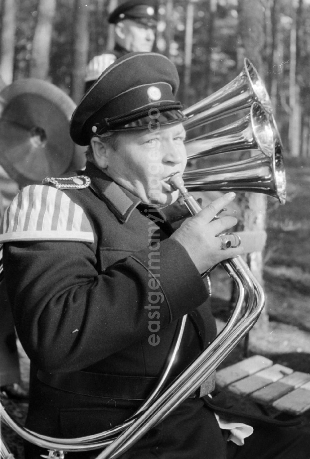 GDR picture archive: Halberstadt - Musicians of a chapel procession of Firemen chapel in Halberstadt in the state Saxony-Anhalt on the territory of the former GDR, German Democratic Republic