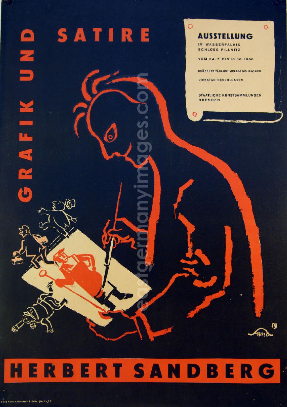 GDR image archive: Berlin - Plakat der Ausstellung Grafik und Satire, Herbert Sandberg vom 24.07.-10.10.196