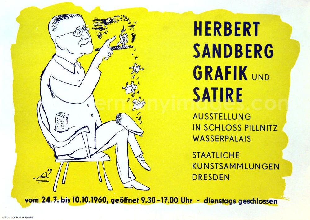 GDR photo archive: Berlin - Plakat der Ausstellung Herbert Sandberg, Grafik und Satire vom 24.07.-10.10.196
