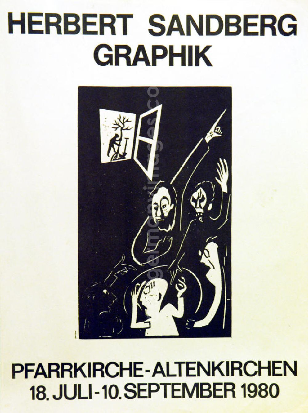 Berlin: Plakat der Ausstellung Herbert Sandberg Graphik vom 18.07.-10.09.1980 Pfarrkirche-Altenkirchen, 35,