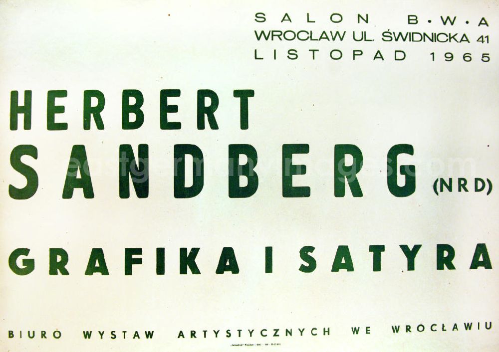 GDR image archive: Berlin - Plakat der Ausstellung Herbert Sandberg (NRD), Grafika i satyra im November 1965 in Wroclaw (Breslau), 69,