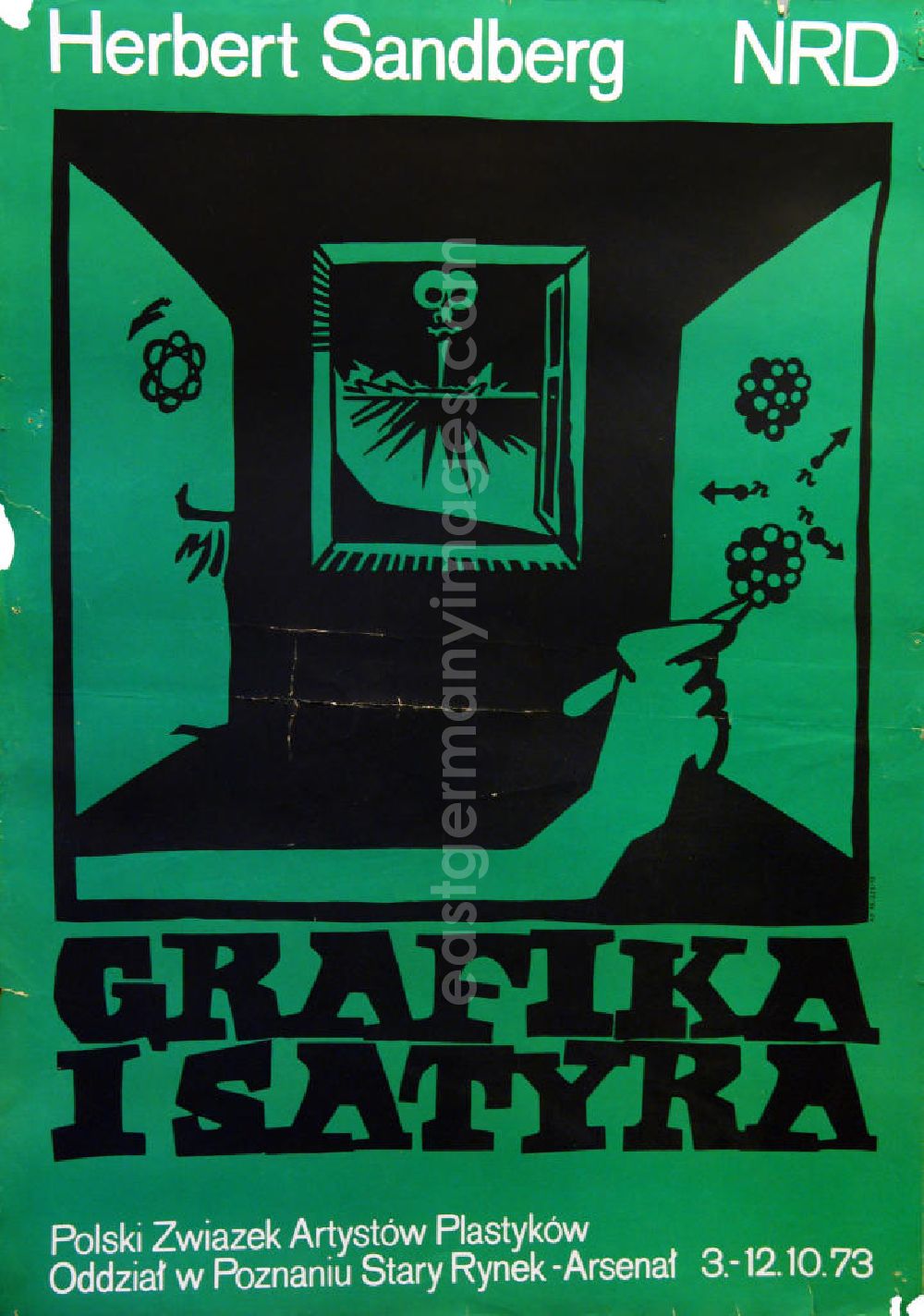 GDR picture archive: Berlin - Plakat der Ausstellung Herbert Sandberg NRD, Grafika i Satyra vom 03.-12.10.1973 Polski Zwiazek Artistów Plastików, 59,0x84,