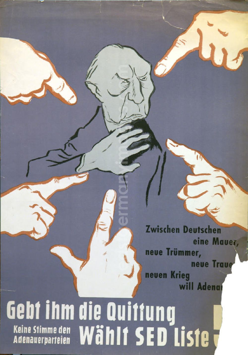 GDR photo archive: Berlin - Plakat von Herbert Sandberg Wählt SED-Liste! aus dem Jahr 1958, 59,