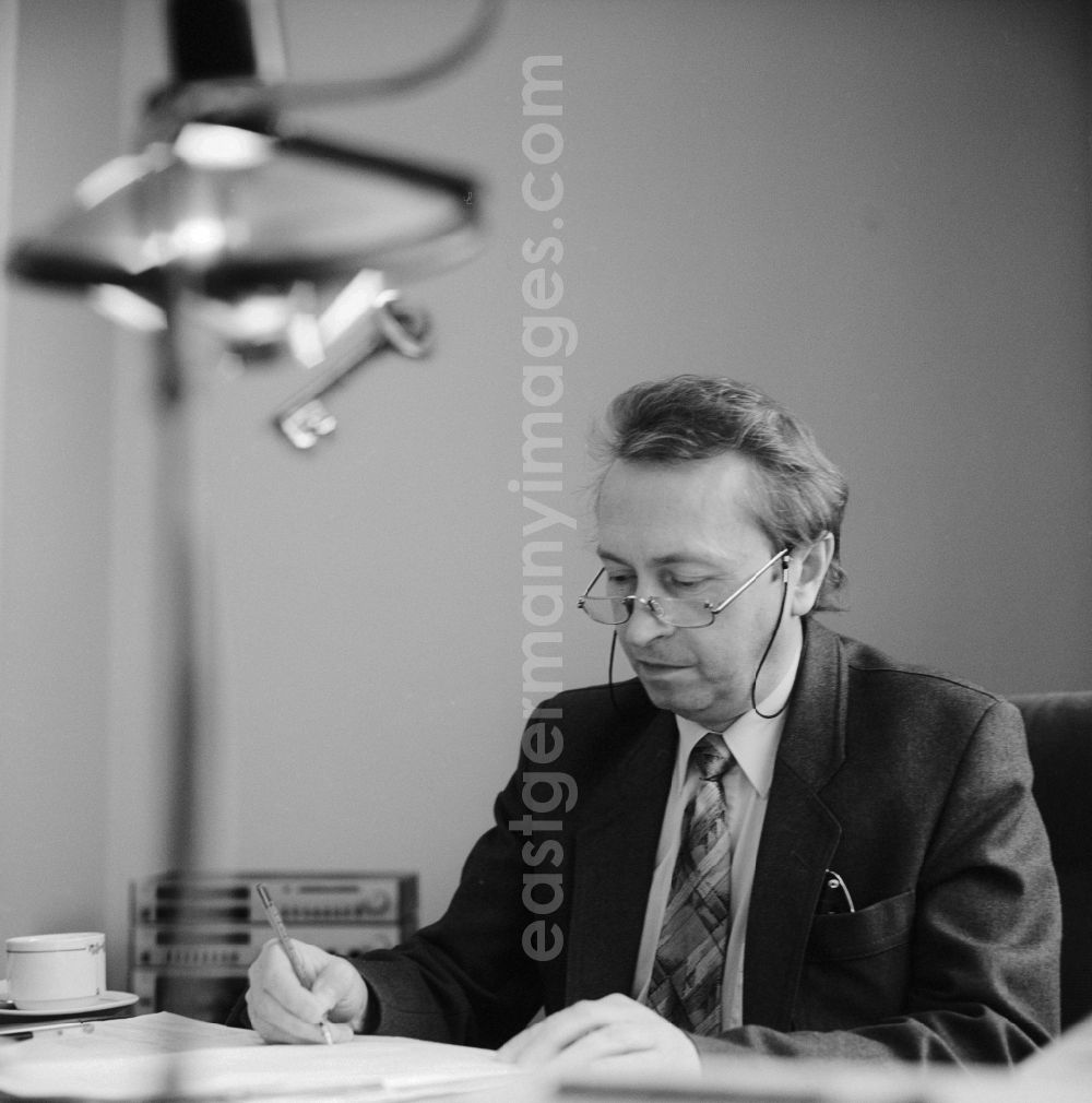 Berlin: Professor Dr. sc. Dieter Bernard Herrmann in his office at the desk in Berlin. He led from 1976 to 20