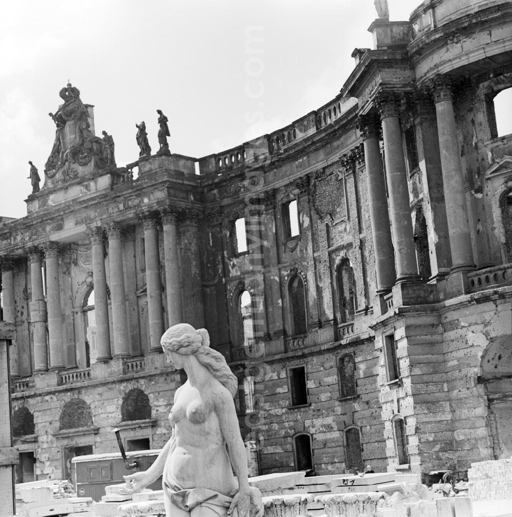 Berlin: The destroyed in World War 2 Old Library at Bebelplatz in Berlin, the former capital of the GDR, the German Democratic Republic. The building is located on the Unter den Linden boulevard on the west side of the adjacent Bebelplatz