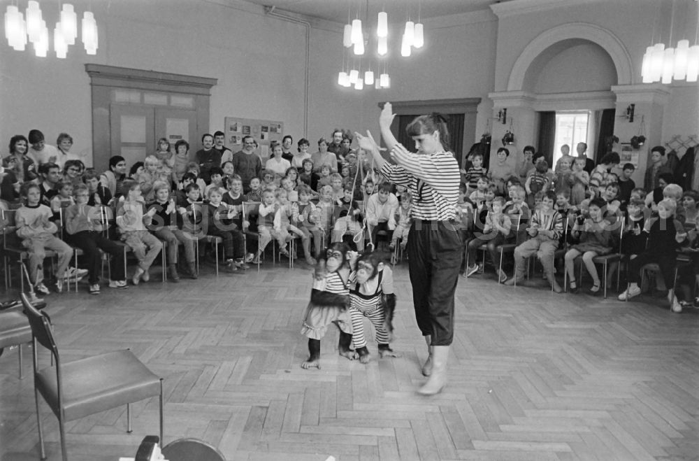 GDR photo archive: Stolberg (Harz) - Samel's animal show at the FDGB recreation home Waldfrieden in Stolberg (Harz) in the federal state of Saxony-Anhalt in the territory of the former GDR, German Democratic Republic