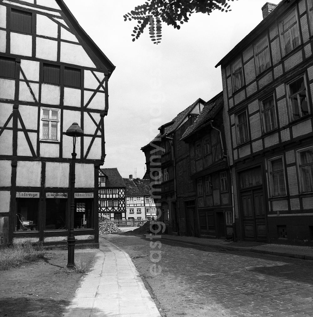 GDR image archive: Halberstadt - Half-timbered facade and building front Kulkmuehle - Ratsmuehle am Hoher Weg in Halberstadt in the state Saxony-Anhalt on the territory of the former GDR, German Democratic Republic