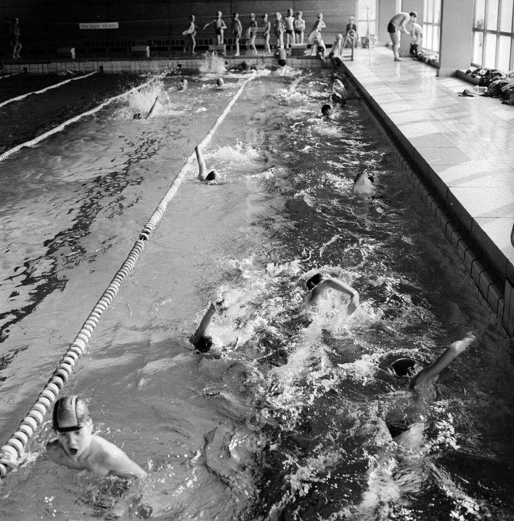 GDR photo archive: Berlin - Swimming competition in the indoor swimming pool in Berlin, the former capital of the GDR, German Democratic Republic