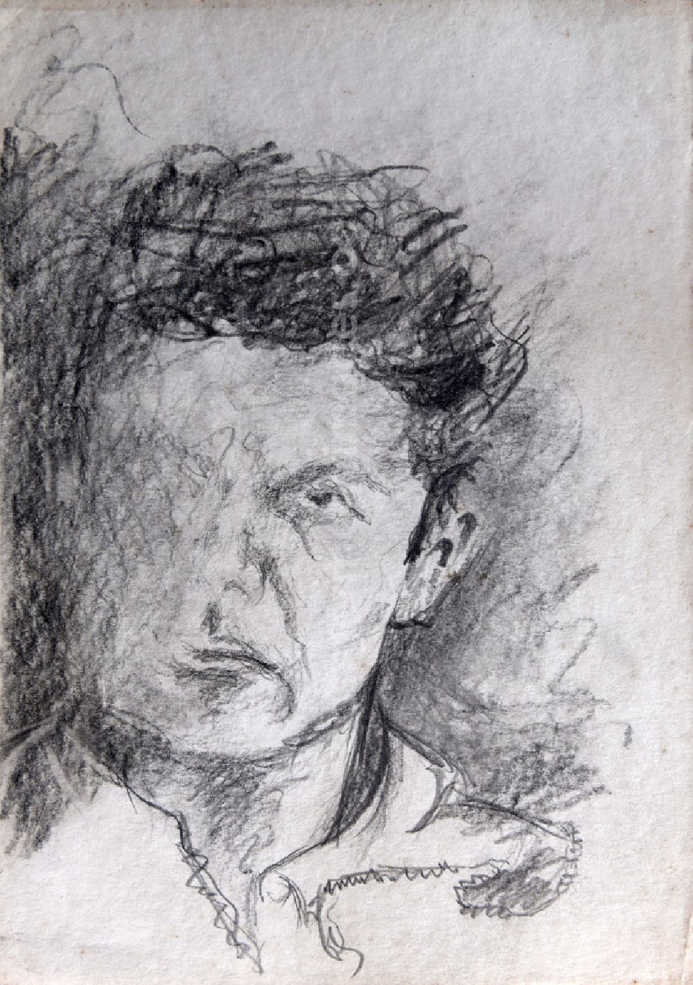 GDR picture archive: Stralsund - VG picture free work: pencil drawing self portrait by the artist Siegfried Gebser in Stralsund in the state Mecklenburg-Western Pomerania on the territory of the former GDR, German Democratic Republic