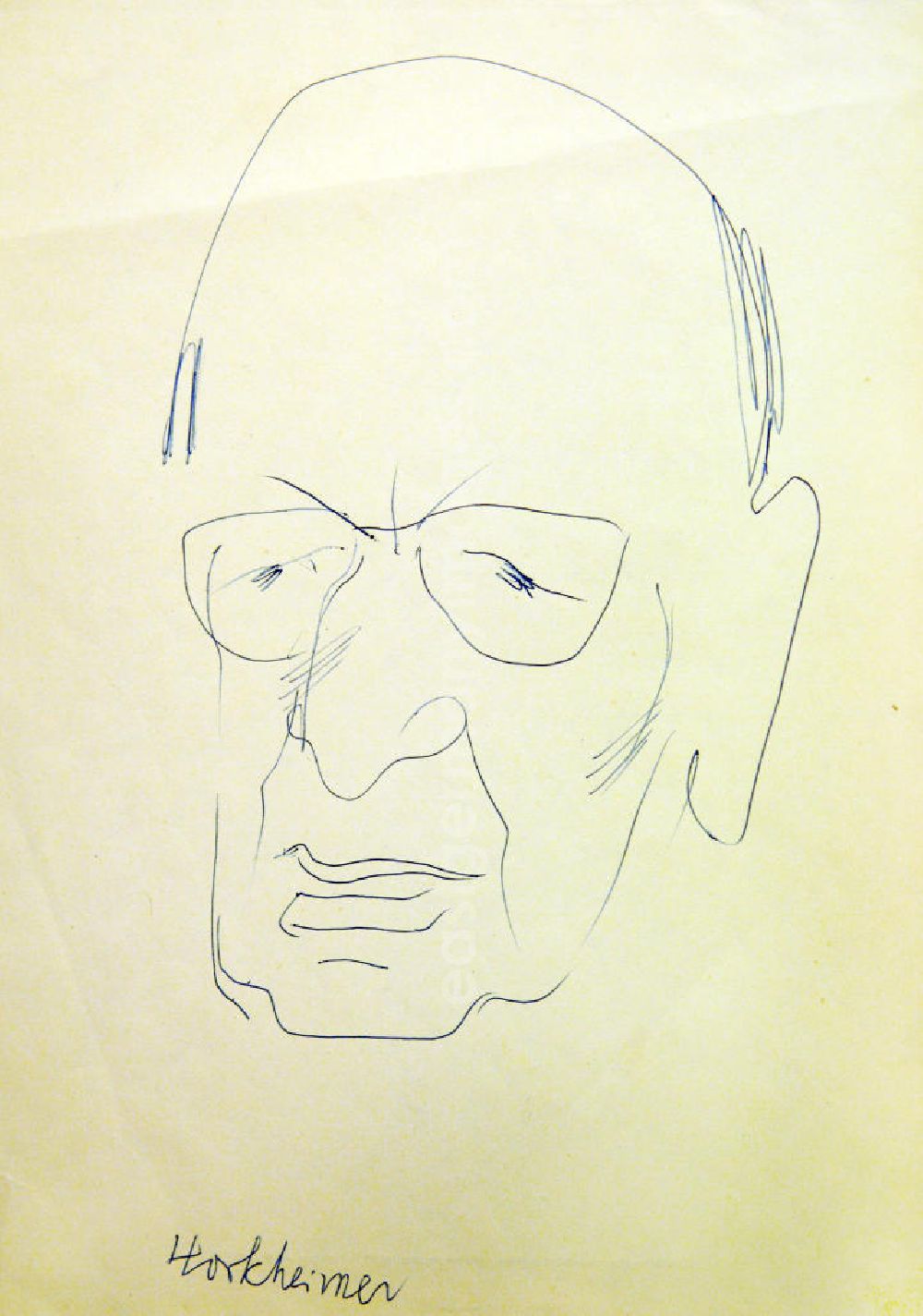 GDR picture archive: Berlin - Skizze von Herbert Sandberg über den deutschen Sozialphilosophen Max Horkheimer (*14.02.1895 †07.07.1973) Horkheimer 15,0x22,