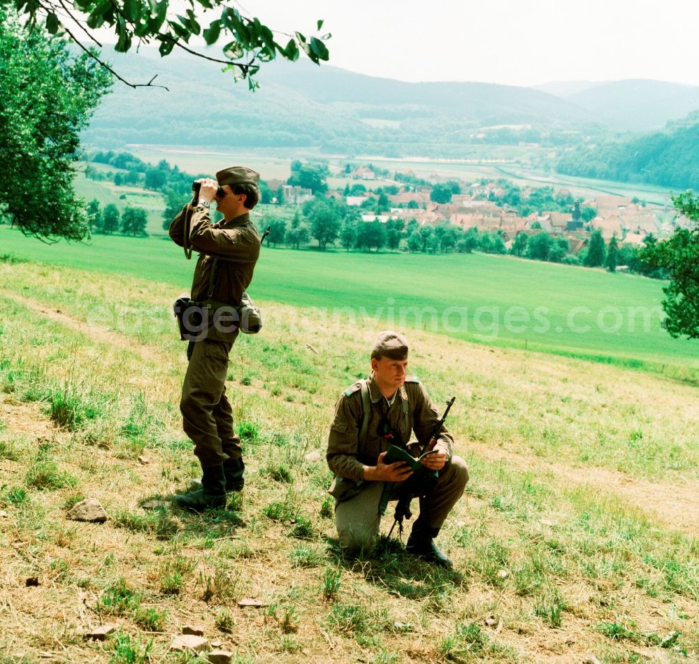 Lindewerra: Soldiers of the Border Troops of the GDR in use for border security at Lindewerra - Wahlshausen in Thuringia
