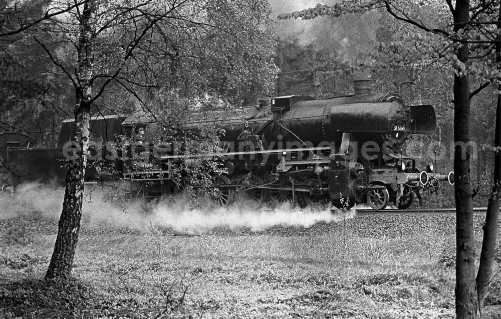 GDR image archive: Fürstenberg/Havel - Steam locomotive of the Deutsche Reichsbahn of the class 38 Pufferkuesser in Fuerstenberg / Havel in the federal state Brandenburg on the territory of the former GDR, German Democratic Republic