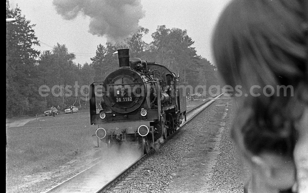GDR image archive: Fürstenberg/Havel - Steam locomotive of the Deutsche Reichsbahn of the class 38 Pufferkuesser in Fuerstenberg / Havel in the federal state Brandenburg on the territory of the former GDR, German Democratic Republic
