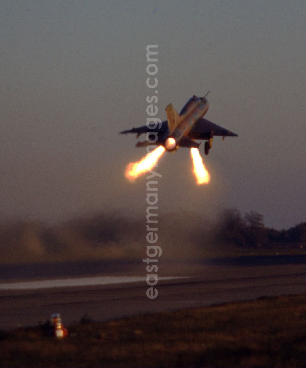 GDR photo archive: Magdeburg - Takeoff of a MiG-21SPS with the tactical identification 73