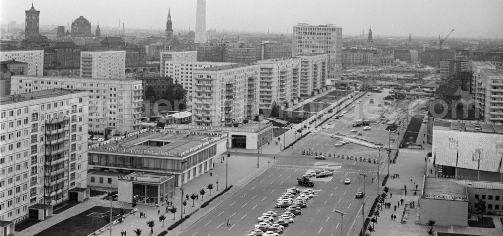 GDR photo archive: Berlin - Mitte - View of the Karl-Marx-Allee to the establishment of the television tower in Berlin - Mitte