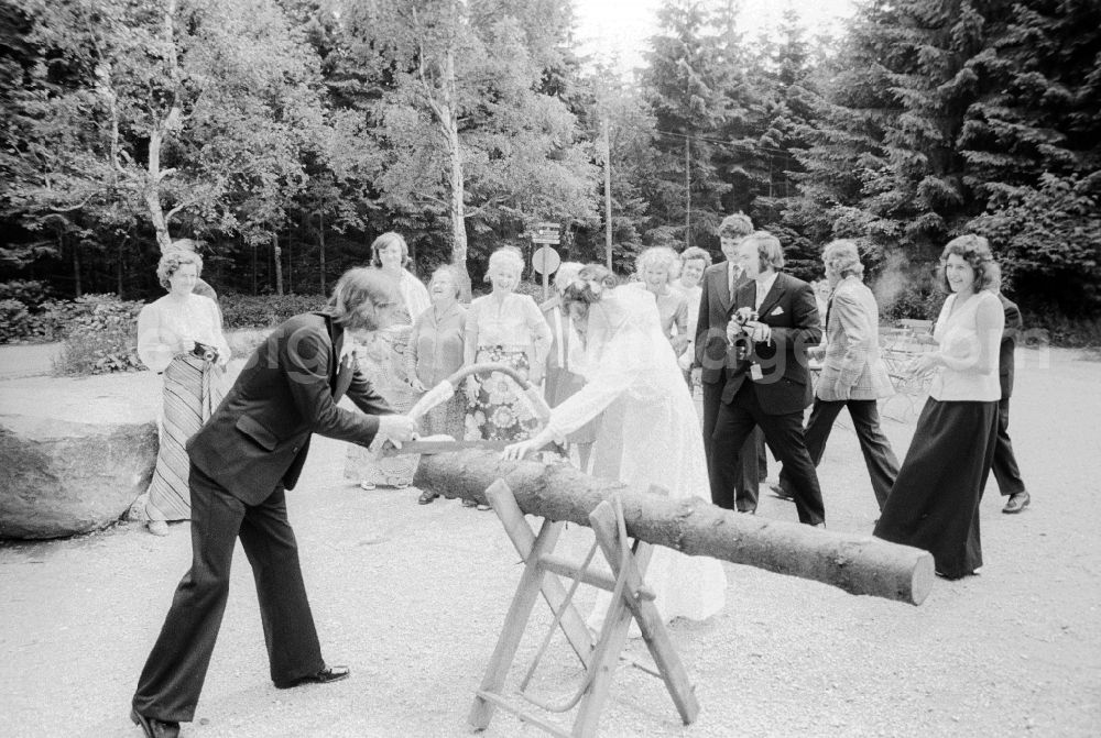 Scheibenberg: Traditional wedding in Scheibenberg in the federal state of Saxony on the territory of the former GDR, German Democratic Republic