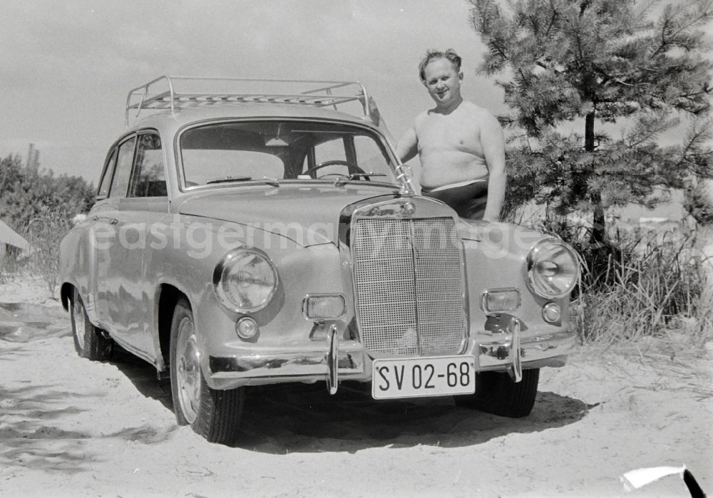 GDR photo archive: Prerow - Car - Motor vehicle Wartburg 311 with Mercedes grille on the campground in Prerow in the state of Mecklenburg-Western Pomerania in the territory of the former GDR, German Democratic Republic