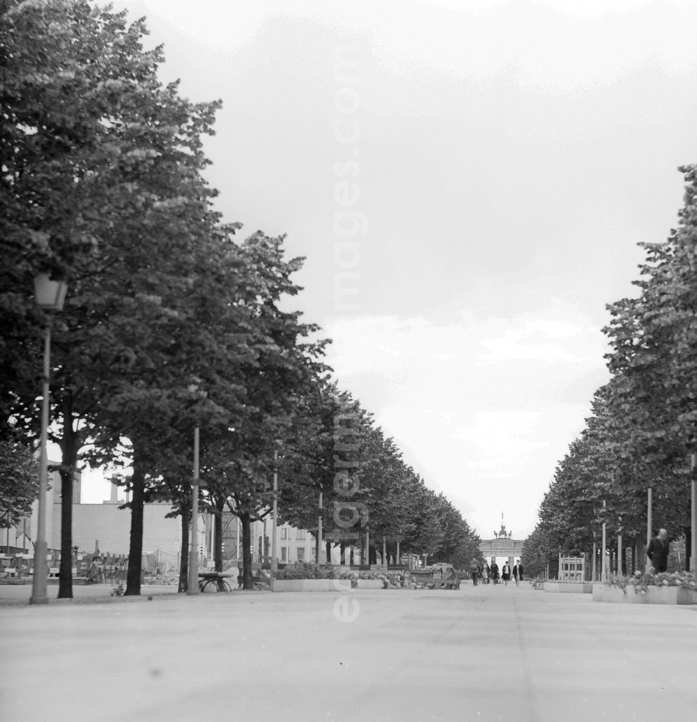 GDR photo archive: Berlin - Unter den Linden with look at the Brandenburg Gate in Berlin, the former capital of the GDR, German democratic republic