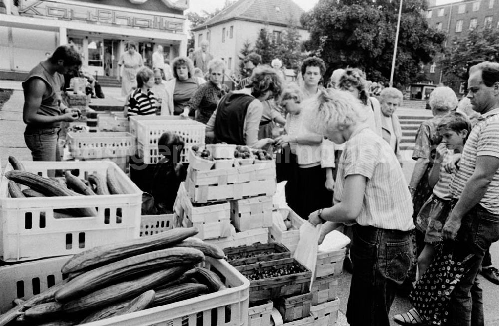 GDR picture archive: Werder - Verkauf von Obst und Gemüse auf den Straßen von Werder 09.07.9
