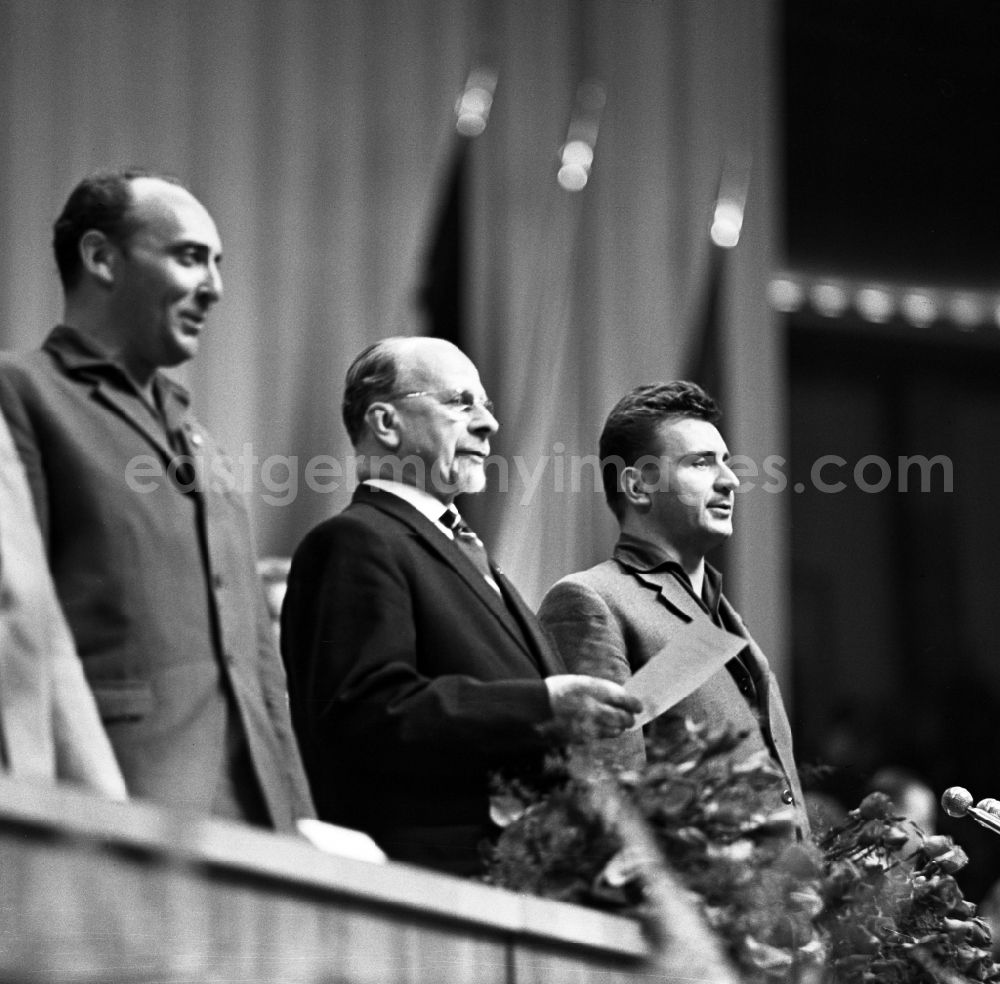 GDR image archive: Berlin - Walter Ulbricht, Chairman of the State Council of the GDR, gives a speech in Berlin on the territory of the former GDR, German Democratic Republic