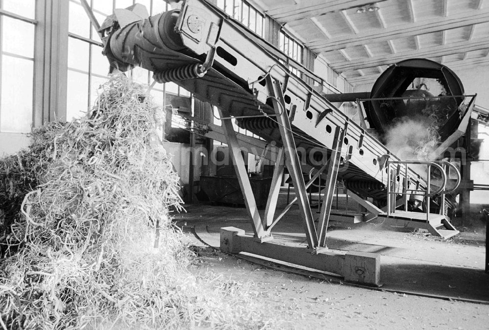 GDR photo archive: Berlin - Valuable material separation in the combine VEB secondary raw material capture (SERO) in Berlin, the former capital of the GDR, German democratic republic. After the turn the Alba daughter Abfallwirtschaftsunion (AWU) took over the company in Mahlsdorf