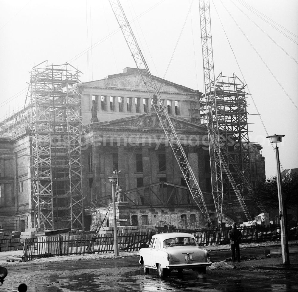 GDR picture archive: Berlin - Reconstruction of the theater today Konzerthaus on Gendarmenmarkt square formerly the Academy in Berlin, the former capital of the GDR, German Democratic Republic