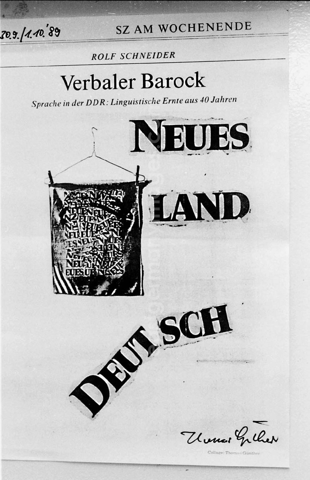 GDR photo archive: Berlin - ND-Collagen in der Galerie Wohnmaschine 5.12.199