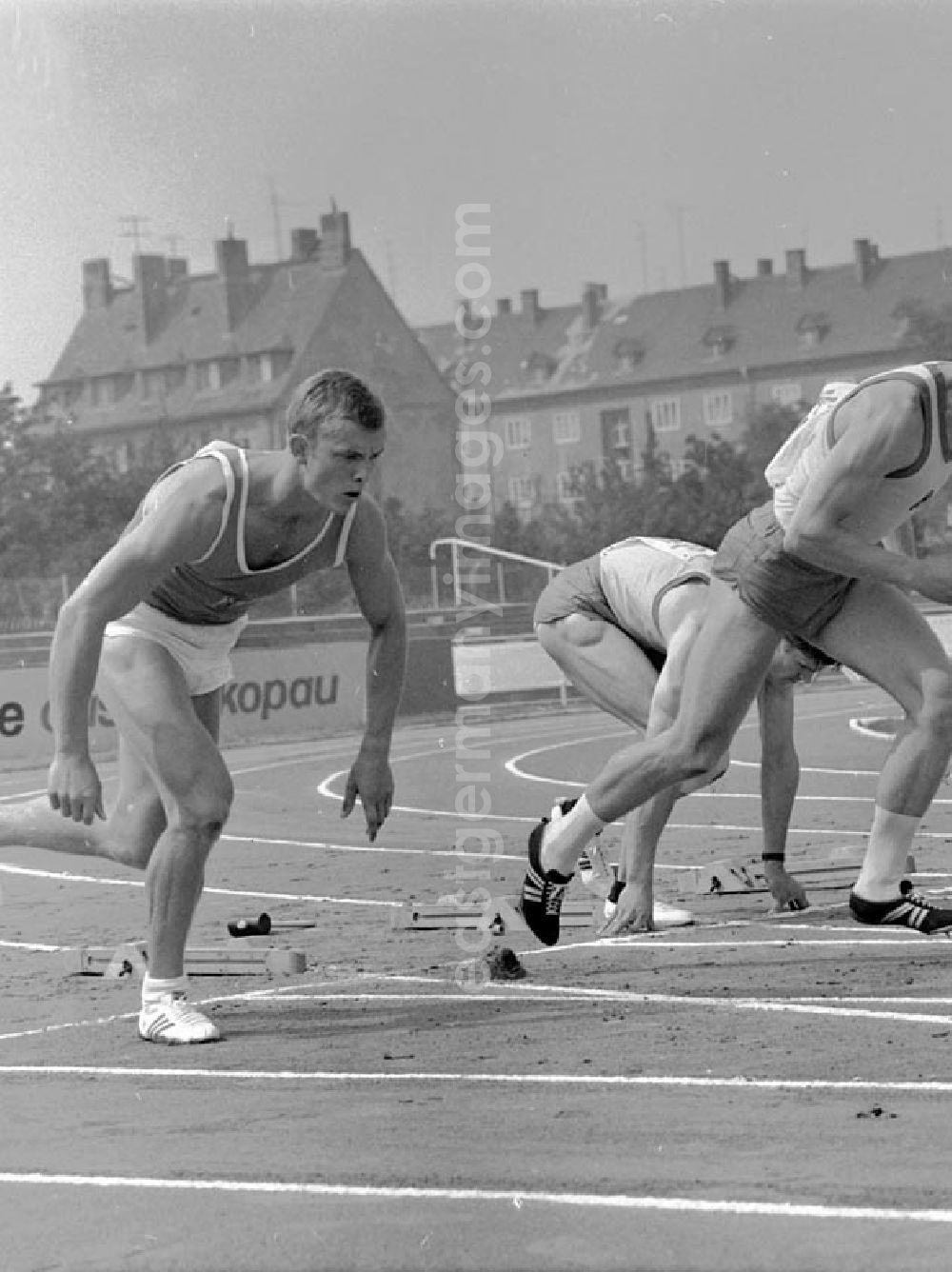 GDR photo archive: Halle - 27.-30.07.1967 XX. Leichtathletik Meisterschaft Halle links Max Klauß, rechts Herbert Wessel, Potsdam (1