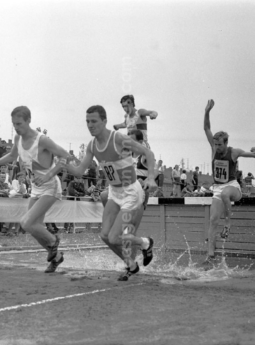 GDR photo archive: Halle - 27.-30.07.1967 XX. Leichtathletik Meisterschaft Halle 3000m Hinderniss Vorlauf, Wolfgang Weigel, Klaus Tietz (1