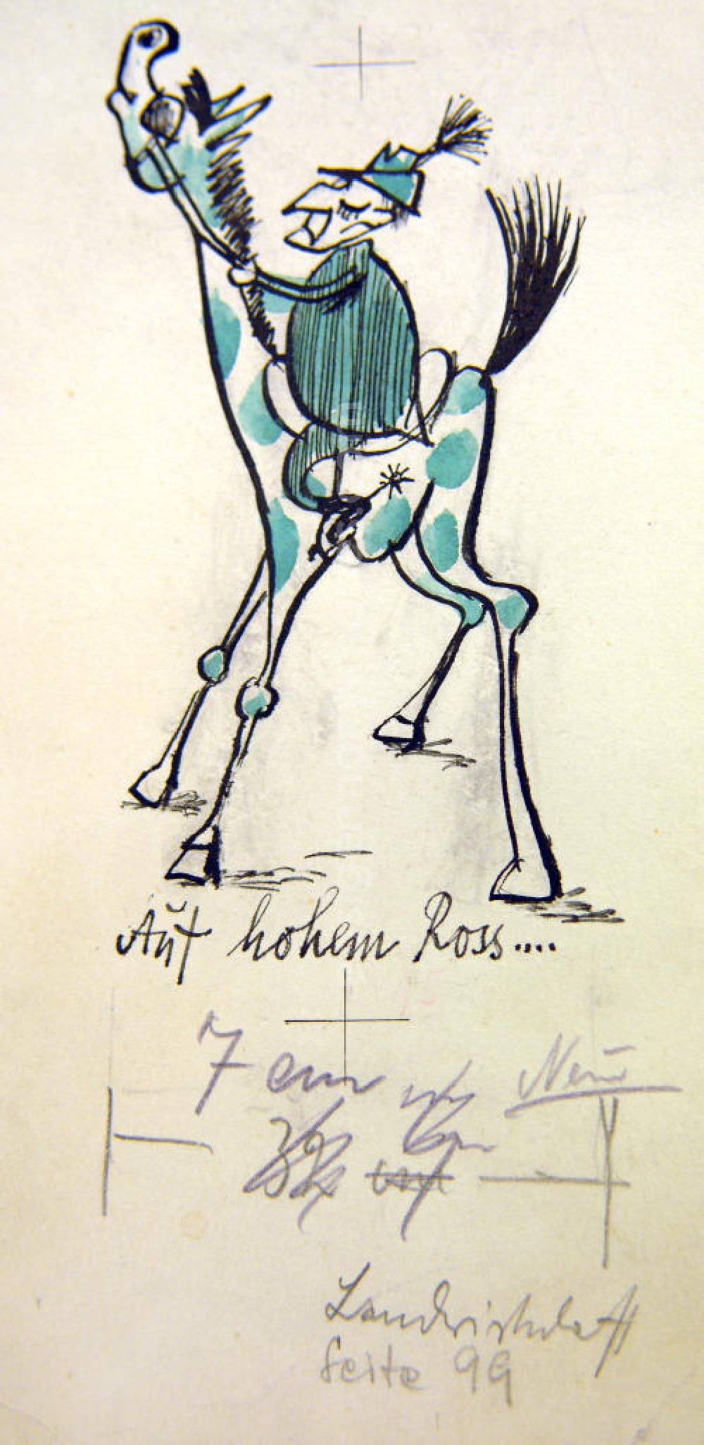 GDR picture archive: Berlin - Zeichnung von Herbert Sandberg Auf hohem Ross 8,