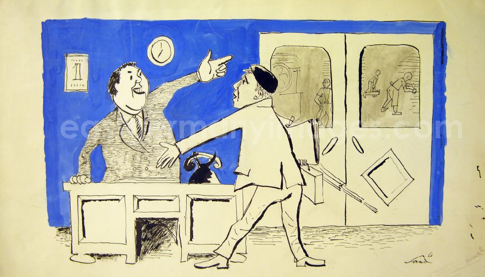 Berlin: Zeichnung von Herbert Sandberg aus dem Jahr 1960, 34,5x21,
