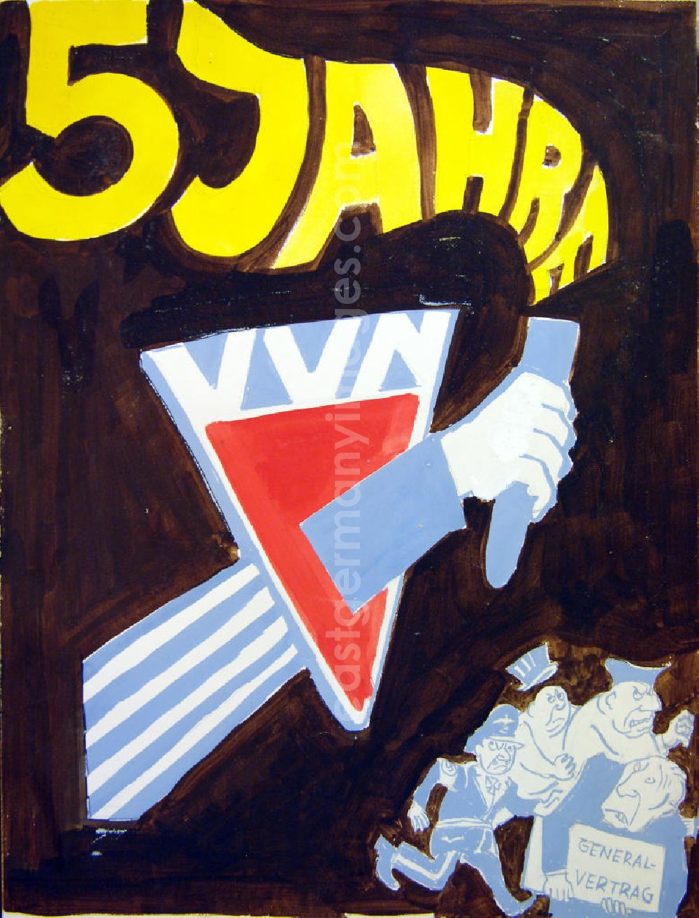 GDR image archive: Berlin - Zeichnung von Herbert Sandberg 5 Jahre VVN (braun) 30,5x4