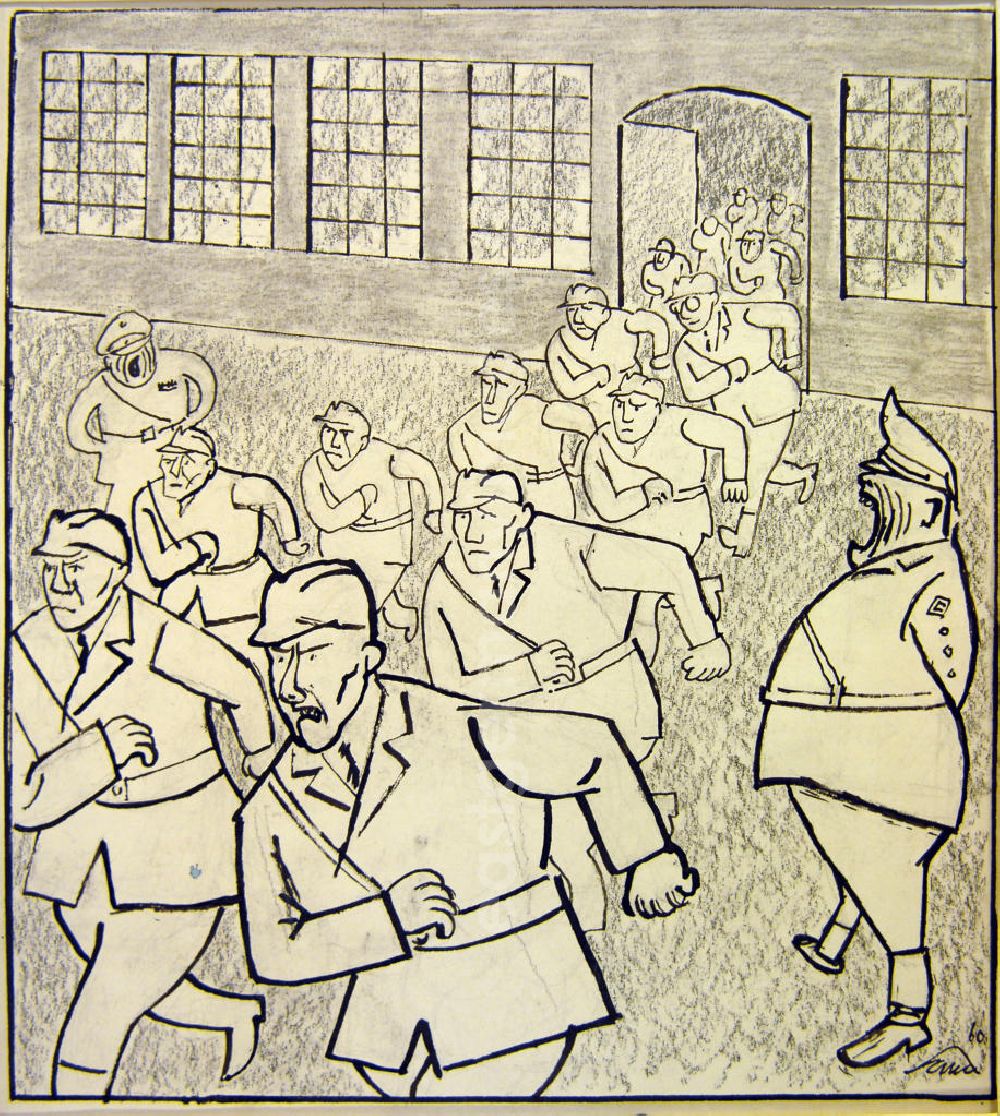Berlin: Zeichnung von Herbert Sandberg Knecht Rupprecht in Westeuropa aus dem Jahr 1951, 21,1x25,