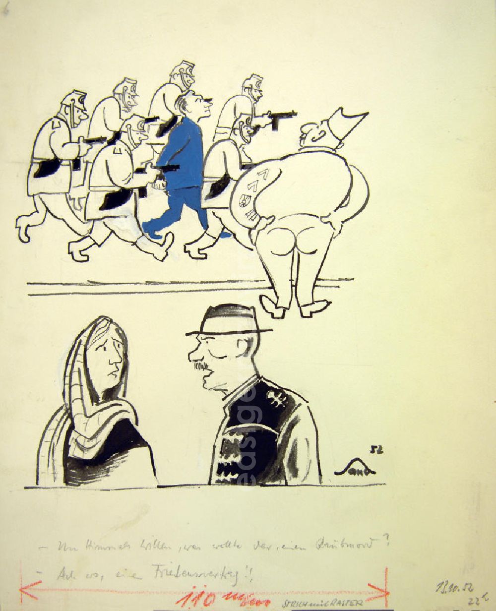 Berlin: Zeichnung von Herbert Sandberg Raubmord? aus dem Jahr 1952, 20,0x23,