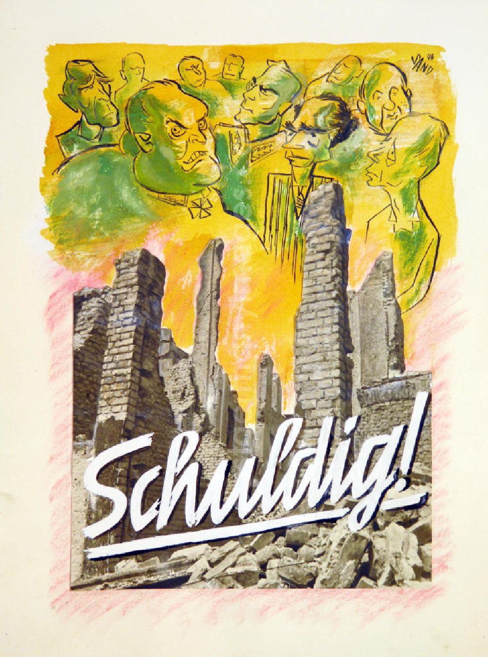 GDR photo archive: Berlin - Zeichnung von Herbert Sandberg Schuldig! aus dem Jahr 1946, 20,