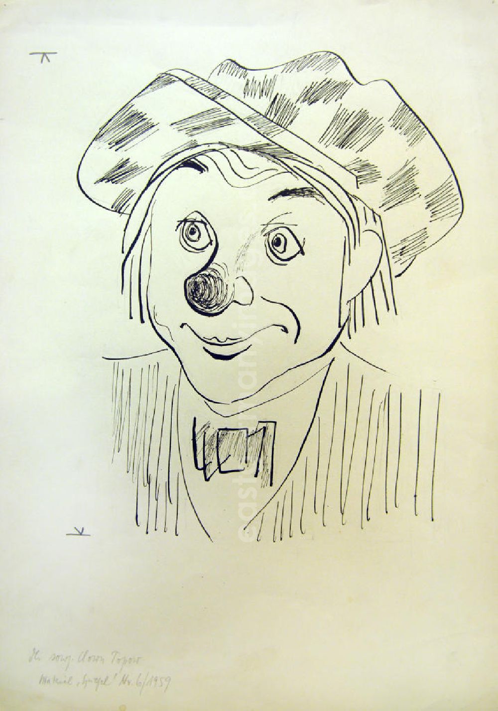 Berlin: Zeichnung von Herbert Sandberg Der sowj. Clown Topow 24,0x30,