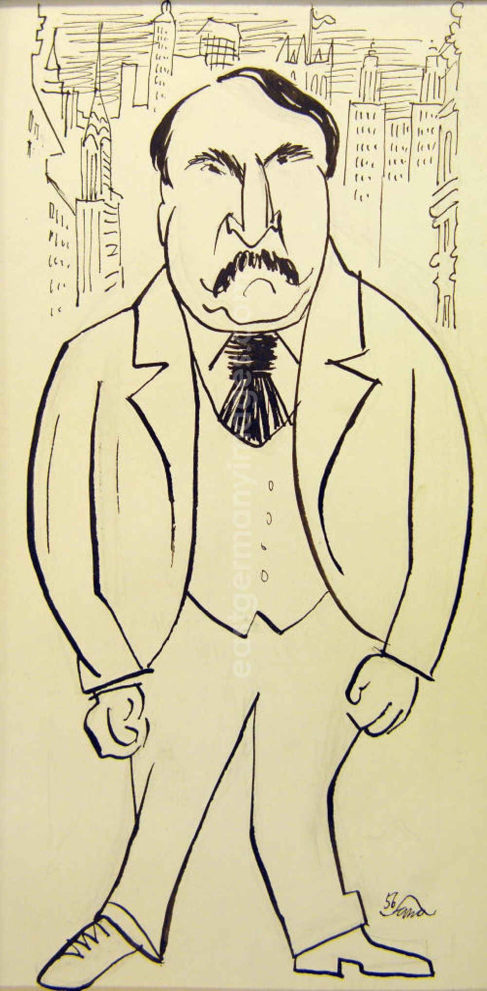 GDR image archive: Berlin - Zeichnung von Herbert Sandberg über den deutschen Schriftsteller und Stückeschreiber Ulrich Becher (*02.01.1910 †15.04.199
