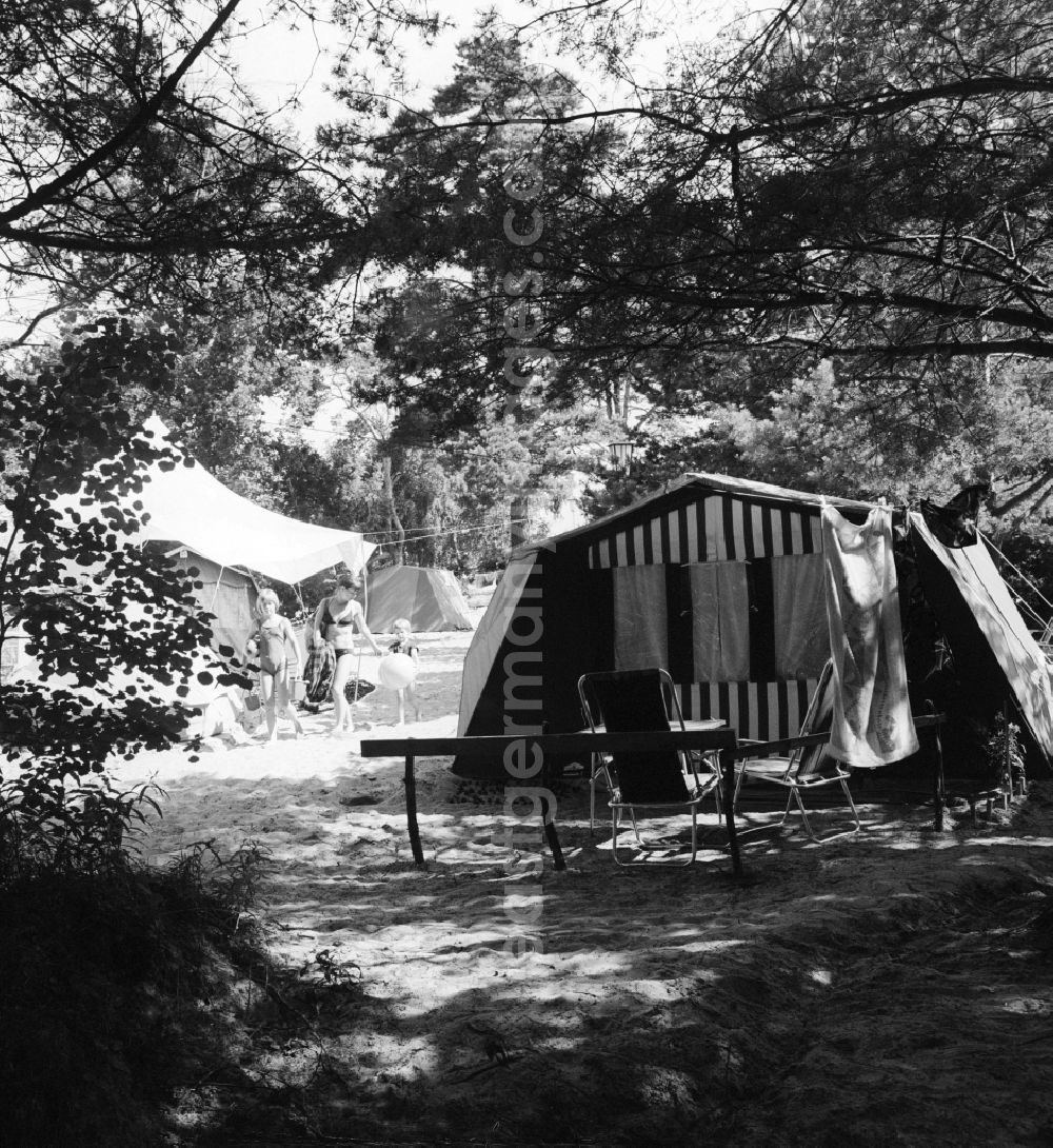 GDR image archive: Binz - Family holidays at the campsite in Binz district Prora on the island of Ruegen in Mecklenburg-Western Pomerania in the field of the former GDR, German Democratic Republic