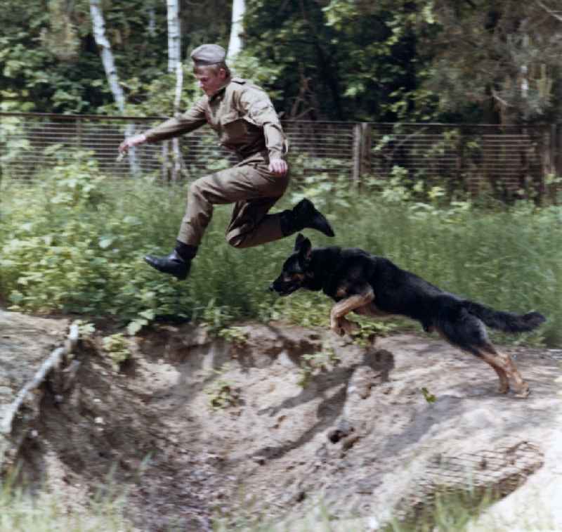Guard dog training by soldiers of the border guards of the GDR