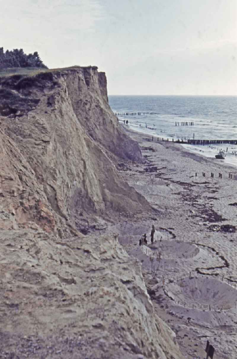 Steep coast landscape on the beach of the Baltic Sea in Ahrenshoop, Mecklenburg-Western Pomerania on the territory of the former GDR, German Democratic Republic