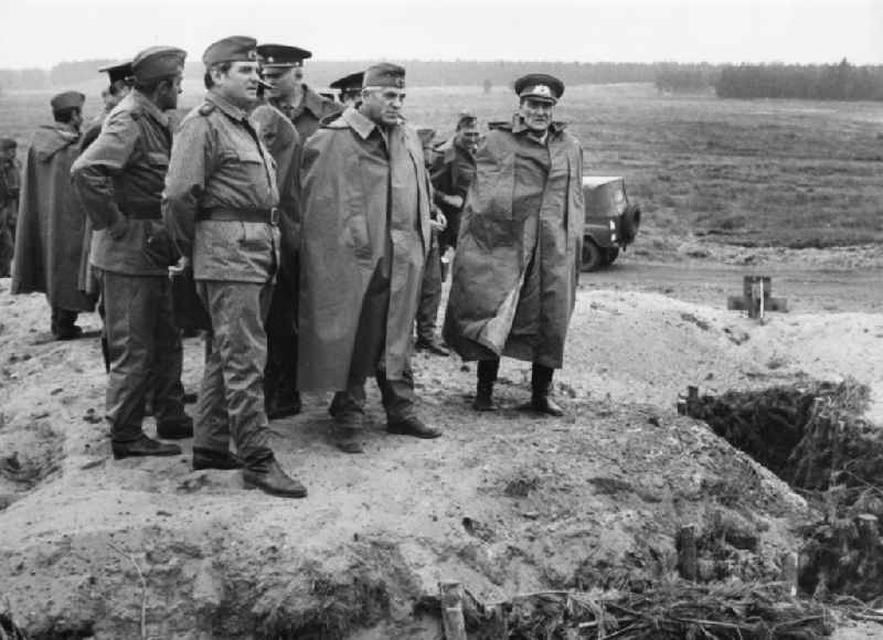 Colonel General Horst Stechbarth and other senior members of the NPA during a maneuver of the Warsaw Pact in Anna Castle in Saxony-Anhalt