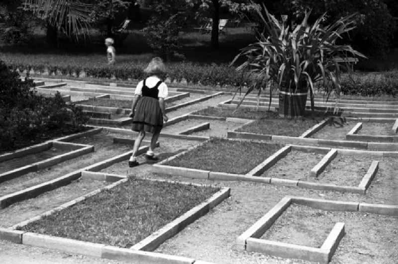 Children play in a crazy garden in Bad Duerrenberg in the federal state Saxony-Anhalt in Germany