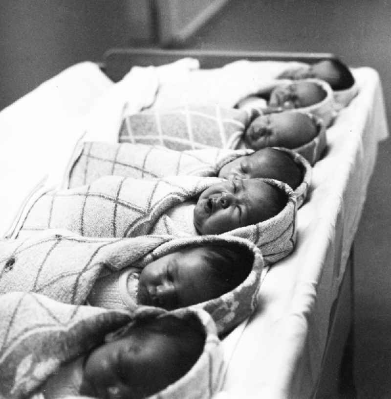 Babies on a neonatal unit at a hospital in Bad Saarow in Brandenburg on the territory of the former GDR, German Democratic Republic