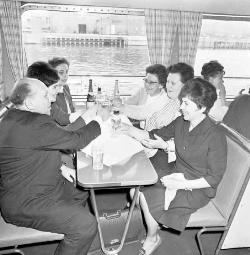 Event on the passenger ship Weisse Flotte excursion steamer Heinrich Mann in the district of Treptow in Berlin, the former capital of the GDR, German Democratic Republic