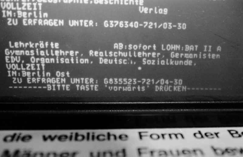 Berlin
Bildschirm im Westberliner Arbeitsamt
10.09.9